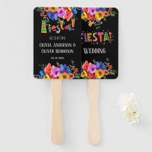 Farbenfrohe Wasserfarben Fiesta Florals Hochzeit Fächer