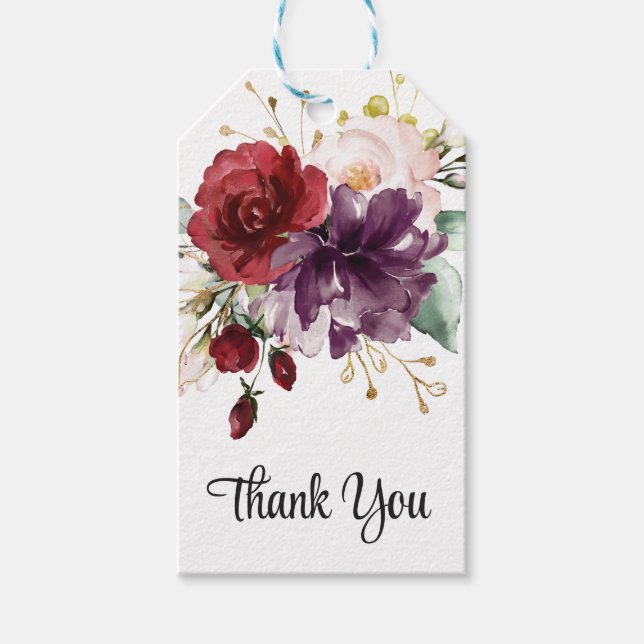 Farbenfrohe Wasserfarben Floral Elegante Vielen Da Geschenkanhänger (Vorderseite)
