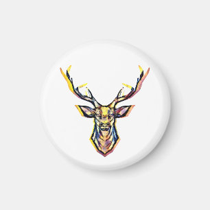 Farbenfrohe Wasserfarben Hirschhaube Kunst Magnet