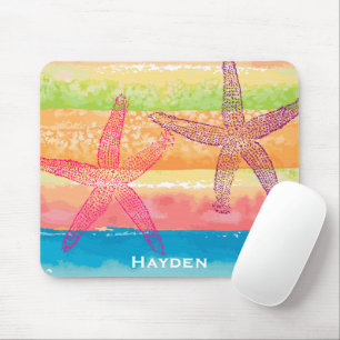 Farbenfrohe Wasserfarben Streifen Starfish Persona Mousepad