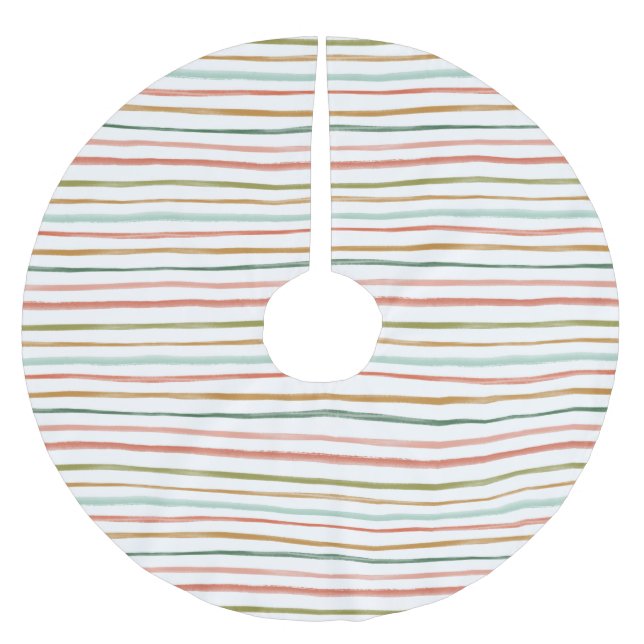 Farbenfrohe Wasserfarben Streifen Weihnachtsfeiert Polyester Weihnachtsbaumdecke (Vorderseite)