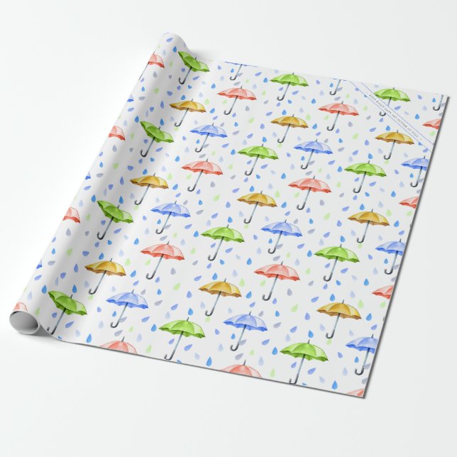 Farbenfrohe Wasserfarben und Regenfälle fallen Geschenkpapier (Ungerollt)