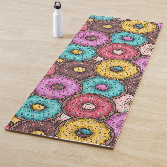 Farbenfrohe WasserfarbenDonuts mit Sprinklermuster Yogamatte (Beispiel)