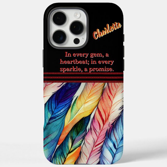 Farbenfrohe Wasserfarbenfedern in Harmonie iPhone 16 Pro Max Hülle (Rückseite)