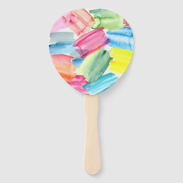 Farbenfrohe Wasserfarbenmalerei Abstrakte Kunst Fächer (Vorderseite)