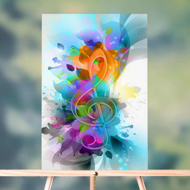 Farbenfrohe Wasserfarbenmusik - Klettersteig Acrylschild (Neutral)