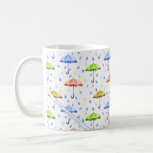 Farbenfrohe Wasserfarbenschildkröten und Regenfä Kaffeetasse