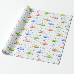 Farbenfrohe Wasserfarbenschildkröten und Regenfäll Geschenkpapier