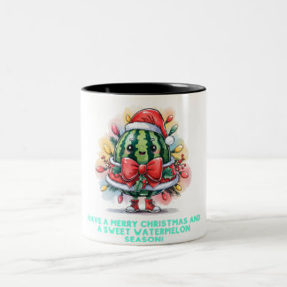 Farbenfrohe Wassermelone Weihnachtsbaum Zweifarbige Tasse