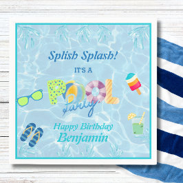 Farbenfrohe Wassersportboys Schwimmbad Party Napki Serviette