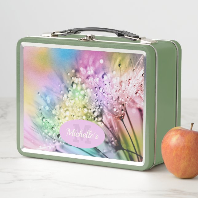 Farbenfrohe Wassertropfen Monogram Metal Lunch Box (Beispiel)