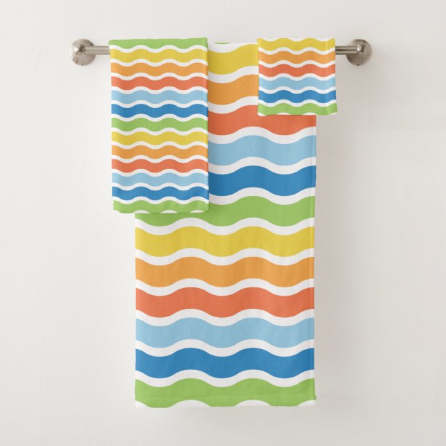 Farbenfrohe Wave Pattern Badetuch Set (Insitu)