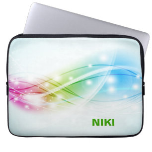 Farbenfrohe Waves Blue Background Monogram Laptopschutzhülle