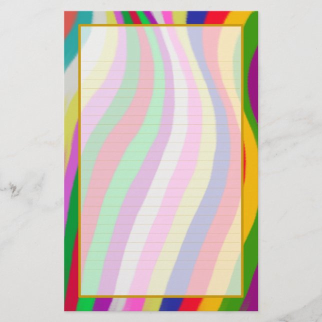 Farbenfrohe Waves Fein Liniertes Papier (Vorderseite)
