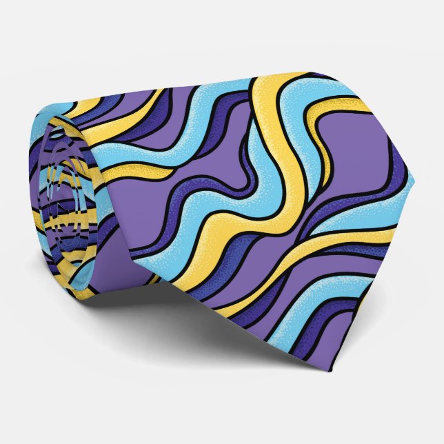 Farbenfrohe Waves Funky Retro Modernes Muster Krawatte (Gerollt)