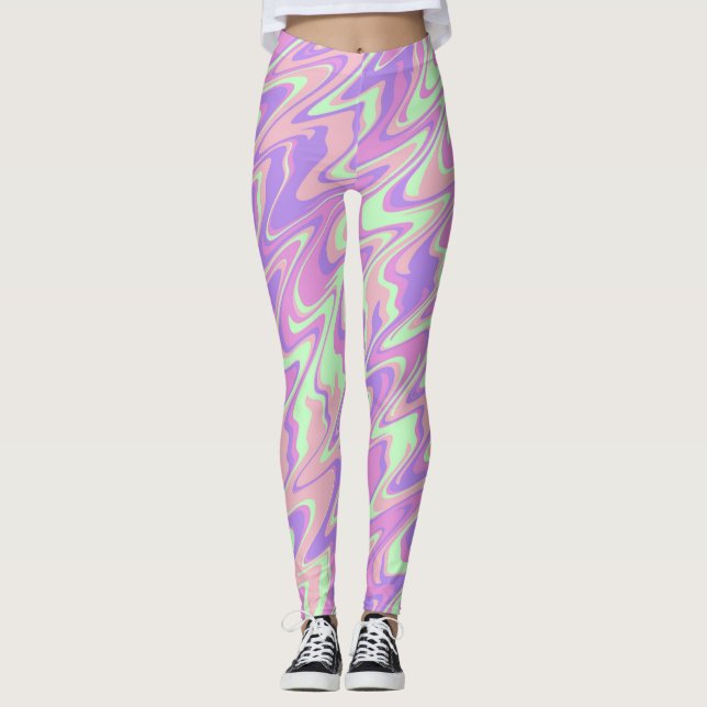 Farbenfrohe Waves Leggings (Vorderseite)