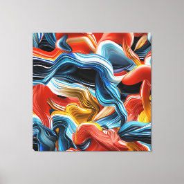 Farbenfrohe Waves Streams Blue Orange Mauer Kunst, Leinwanddruck
