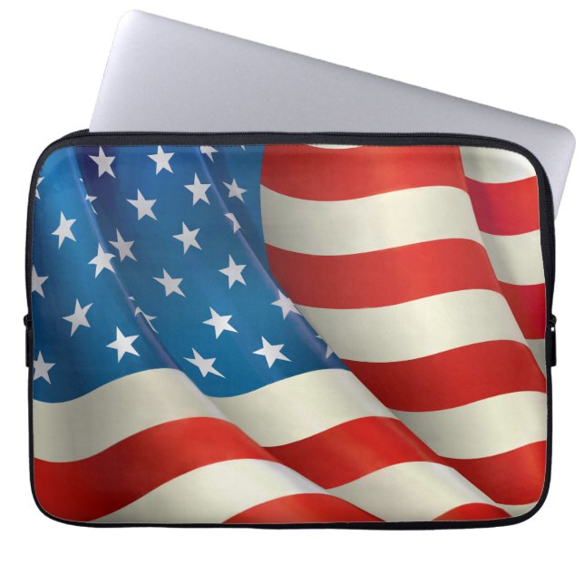 Farbenfrohe Waving U.S.-Flagge Laptopschutzhülle (Vorderseite)