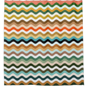 Farbenfrohe Wavy Zigzag mehrfarbiges Muster Duschvorhang