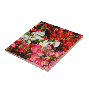Farbenfrohe Wax Begonias Fliese