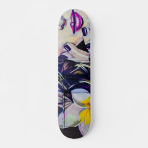 Farbenfrohe weibliche Kunst Skateboard