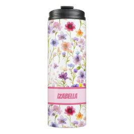 Farbenfrohe weibliche und Girly Spring Wilde Blume Thermosbecher