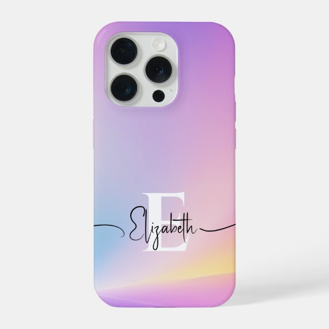 Farbenfrohe, weiche Pastellfarben Gradient Chic Mo iPhone 15 Pro Hülle (Rückseite)