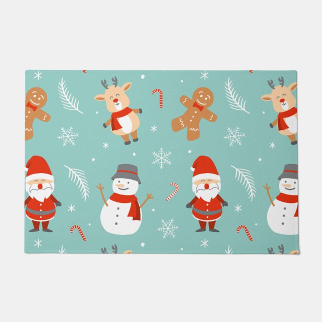 Farbenfrohe Weihnachten 2023 Familie Ho Fußmatte (Vorderseite)