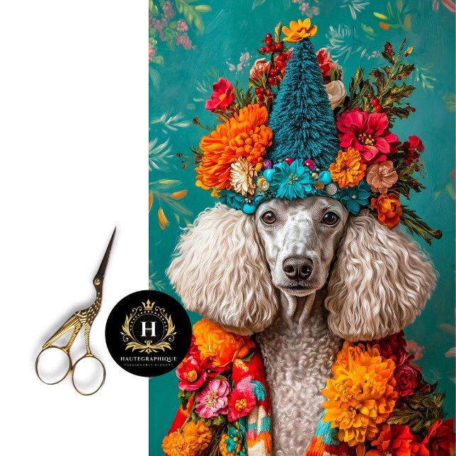 Farbenfrohe Weihnachten Französisch Poodle Decoupa Seidenpapier (Von Creator hochgeladen)