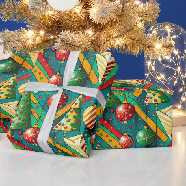 Farbenfrohe Weihnachten Geschenkpapier (Feiertage)