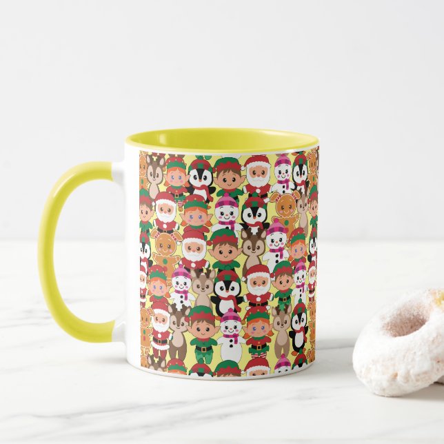 Farbenfrohe Weihnachten mit vielen Berufen Tasse (Mit Donut)