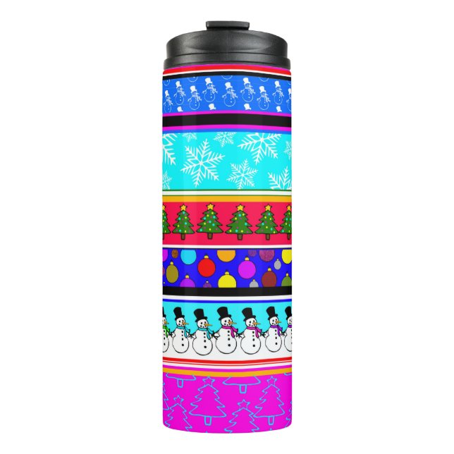 Farbenfrohe Weihnachten Thermosbecher (Vorderseite)