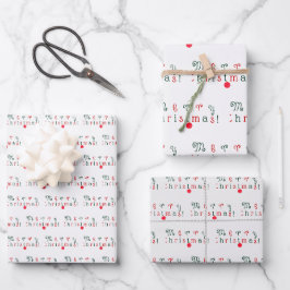 Farbenfrohe Weihnachten und Ziermuster, Spaß Geschenkpapier Set