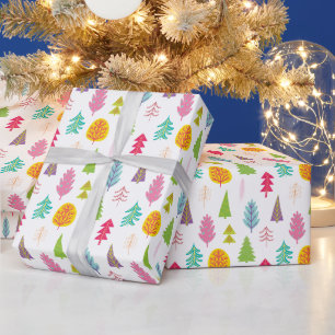 Farbenfrohe weihnachtliche Bäume Wrapping Paper Geschenkpapier