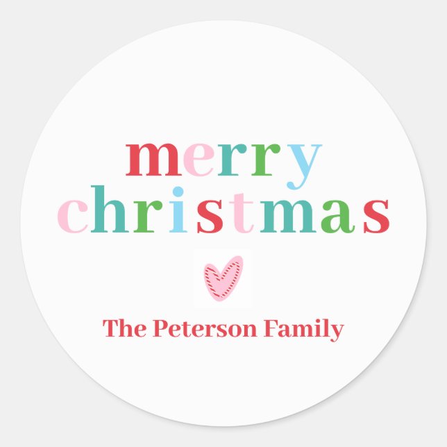 Farbenfrohe Weihnachts Classic Round Sticker (Vorderseite)