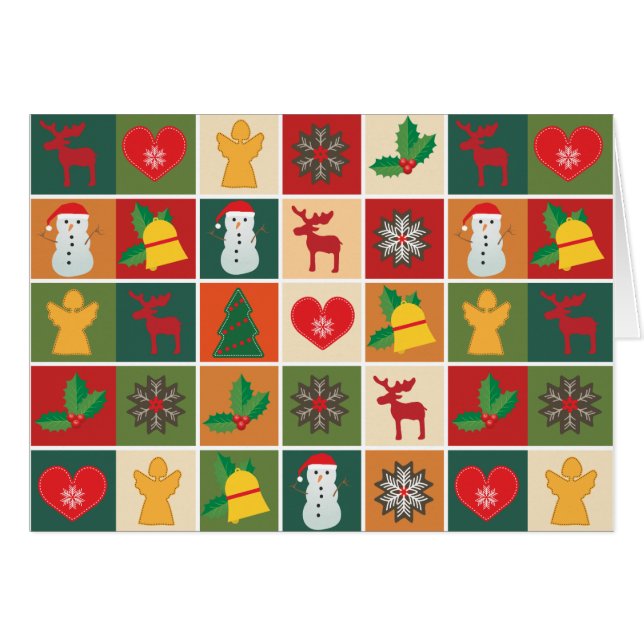 Farbenfrohe Weihnachts-Collage Grußkarte (Vorderseite (Horizontal))
