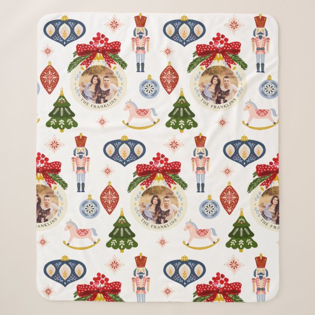Farbenfrohe Weihnachts-Foto Dekorative Sherpa Blan Sherpadecke (Vorderseite)
