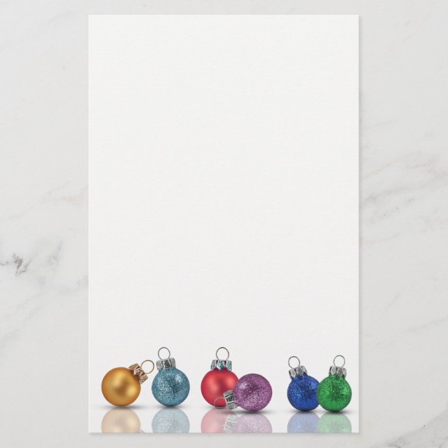 Farbenfrohe Weihnachts-Glitzer-Ornamente Briefpapier (Vorderseite)