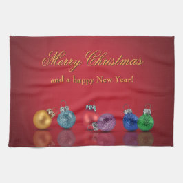 Farbenfrohe Weihnachts-Glitzer-Ornamente Handtuch