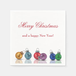 Farbenfrohe Weihnachts-Glitzer-Ornamente Serviette