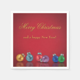 Farbenfrohe Weihnachts-Glitzer-Ornamente Serviette