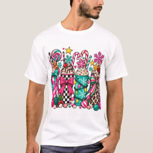 Farbenfrohe Weihnachts-Kakao-Süßigkeiten-Urlaubsst T-Shirt