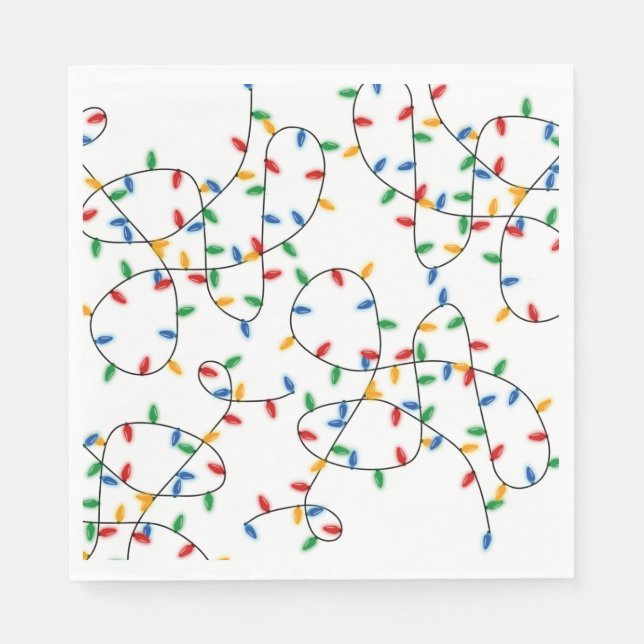 Farbenfrohe Weihnachts-Party-Lichter Serviette (Vorderseite)