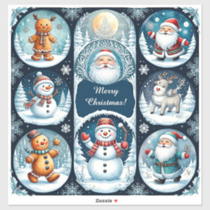 Farbenfrohe Weihnachts-Postkarte Aufkleber
