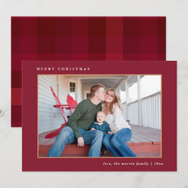 Farbenfrohe Weihnachts-Rot Kariert Print Feiertagskarte