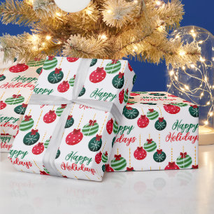 Farbenfrohe Weihnachtsbälle Happy Holidays Weihnac Geschenkpapier