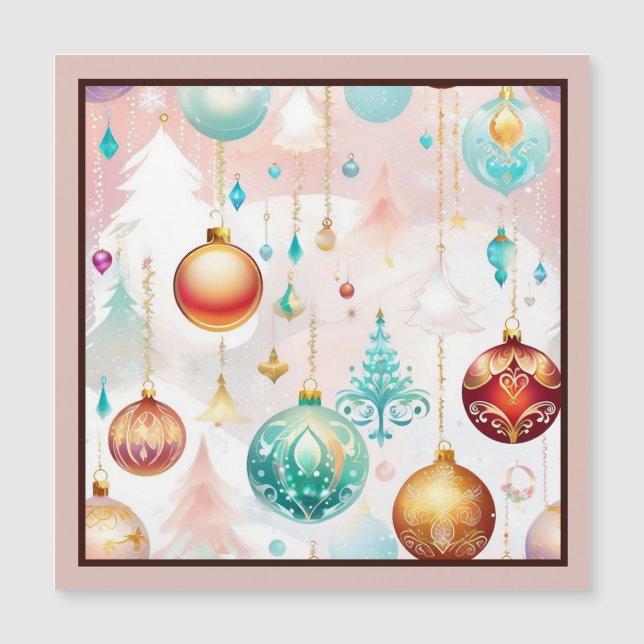 Farbenfrohe Weihnachtsbälle Magnetkarte (Vorderseite)