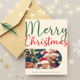 Farbenfrohe Weihnachtsbaum Familie Foto wünscht Postkarte