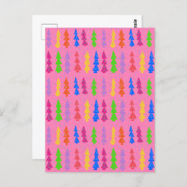 Farbenfrohe Weihnachtsbaum Pop Art Pink Postkarte