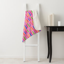 Farbenfrohe Weihnachtsbaum Pop Art Pink Sherpadecke